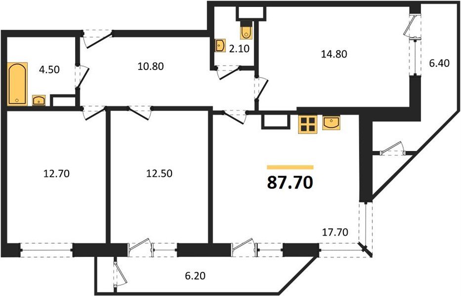 Фото №1: 3-комнатная квартира 87 м² - Краснодар, ЖК Рекорд, Карасунский внутригородской округ, Центральный внутригородской округ, Черёмушки, мкр. жилой комплекс Рекорд, ул. Новороссийская, 102/8к5