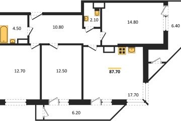 Фото №1: 3-комнатная квартира 87 м² - Краснодар, мкр. жилой комплекс Рекорд, ул. Новороссийская, 102/8к5