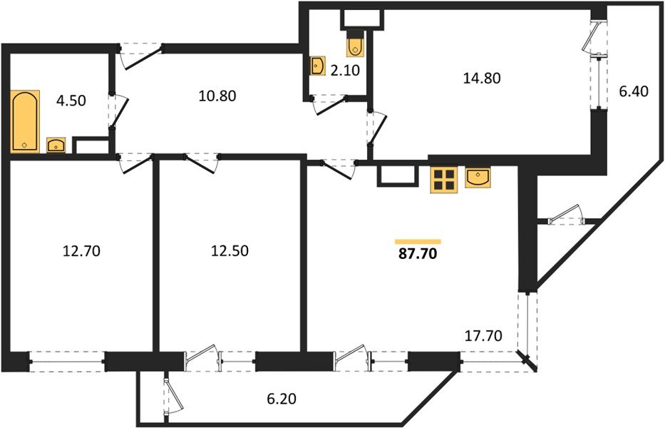 Фото №1: 3-комнатная квартира 87 м² - Краснодар, ЖК Рекорд, Карасунский внутригородской округ, Центральный внутригородской округ, Черёмушки, мкр. жилой комплекс Рекорд, ул. Новороссийская, 102/8к5