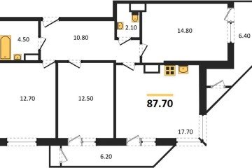 Фото №1: 3-комнатная квартира 87 м² - Краснодар, мкр. жилой комплекс Рекорд, ул. Новороссийская, 102/8к5