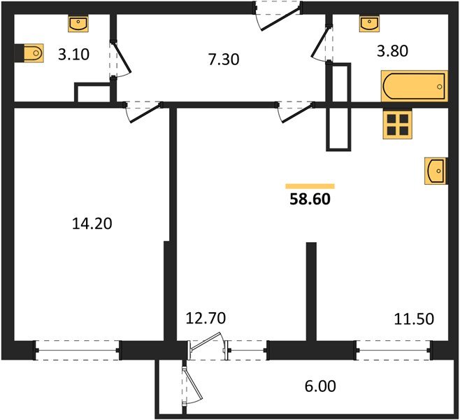 Фото №1: 2-комнатная квартира 58 м² - Краснодар, ЖК Рекорд, Карасунский внутригородской округ, Центральный внутригородской округ, Черёмушки, мкр. жилой комплекс Рекорд, ул. Новороссийская, 102/8к5