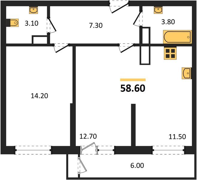 Фото №1: 2-комнатная квартира 58 м² - Краснодар, ЖК Рекорд, Карасунский внутригородской округ, Центральный внутригородской округ, Черёмушки, мкр. жилой комплекс Рекорд, ул. Новороссийская, 102/8к5