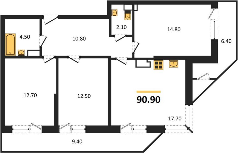 Фото №1: 3-комнатная квартира 90 м² - Краснодар, ЖК Рекорд, Карасунский внутригородской округ, Центральный внутригородской округ, Черёмушки, мкр. жилой комплекс Рекорд, ул. Новороссийская, 102/8к5