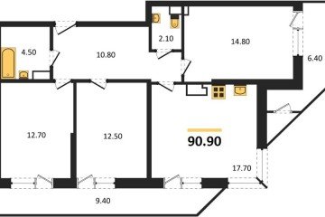 Фото №1: 3-комнатная квартира 90 м² - Краснодар, мкр. жилой комплекс Рекорд, ул. Новороссийская, 102/8к5