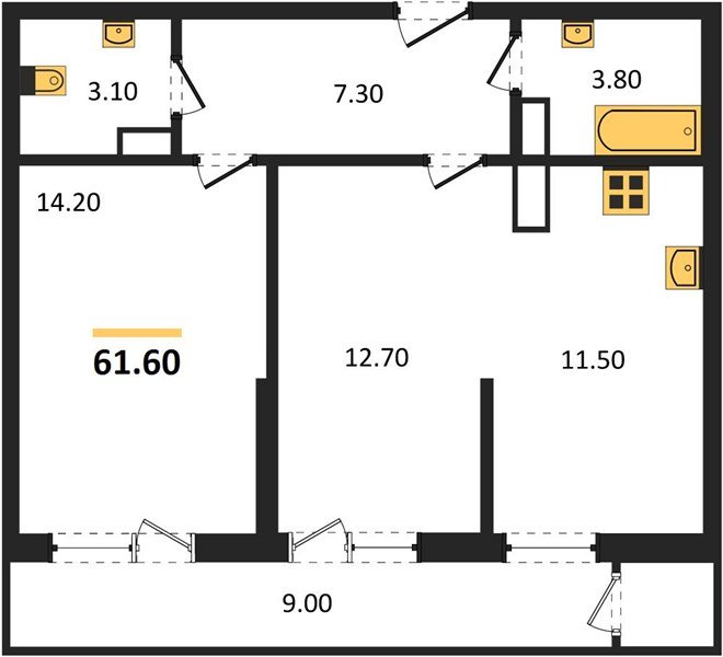 Фото №1: 2-комнатная квартира 61 м² - Краснодар, ЖК Рекорд, Карасунский внутригородской округ, Центральный внутригородской округ, Черёмушки, мкр. жилой комплекс Рекорд, ул. Новороссийская, 102/8к5
