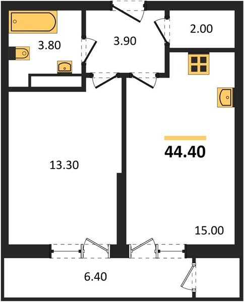 Фото №1: 1-комнатная квартира 44 м² - Краснодар, ЖК Рекорд, Карасунский внутригородской округ, Центральный внутригородской округ, Черёмушки, мкр. жилой комплекс Рекорд, ул. Новороссийская, 102/8к5