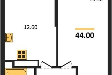 Фото №1: 1-комнатная квартира 44 м² - Краснодар, мкр. жилой комплекс Рекорд, ул. Новороссийская, 102/8к5