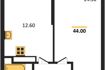 Фото №1: 1-комнатная квартира 44 м² - Краснодар, мкр. жилой комплекс Рекорд, ул. Новороссийская, 102/8к5