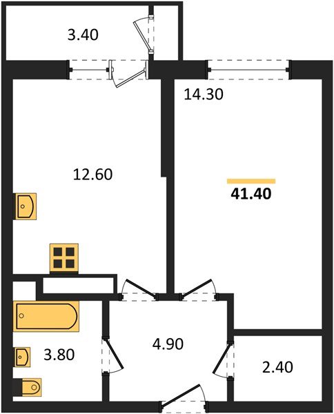 Фото №1: 1-комнатная квартира 41 м² - Краснодар, ЖК Рекорд, Карасунский внутригородской округ, Центральный внутригородской округ, Черёмушки, мкр. жилой комплекс Рекорд, ул. Новороссийская, 102/8к5