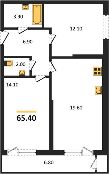Фото №1: 2-комнатная квартира 65 м² - Краснодар, ЖК Рекорд, Карасунский внутригородской округ, Центральный внутригородской округ, Черёмушки, мкр. жилой комплекс Рекорд, ул. Новороссийская, 102/8к5