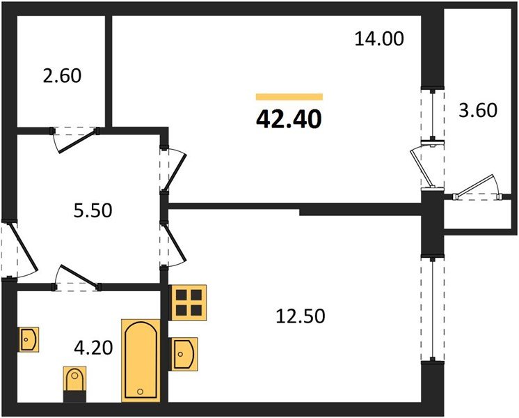 Фото №1: 1-комнатная квартира 42 м² - Краснодар, ЖК Рекорд, Карасунский внутригородской округ, Центральный внутригородской округ, Черёмушки, мкр. жилой комплекс Рекорд, ул. Новороссийская, 102/8к5