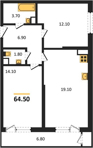 Фото №1: 2-комнатная квартира 64 м² - Краснодар, ЖК Рекорд, Карасунский внутригородской округ, Центральный внутригородской округ, Черёмушки, мкр. жилой комплекс Рекорд, ул. Новороссийская, 102/8к5