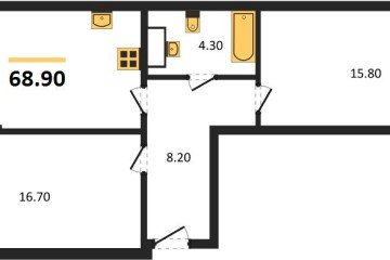 Фото №1: 2-комнатная квартира 68 м² - Краснодар, мкр. жилой комплекс Рекорд, ул. Новороссийская, 102/8к5