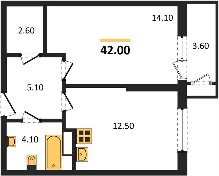 Фото №1: 1-комнатная квартира 42 м² - Краснодар, ЖК Рекорд, Карасунский внутригородской округ, Центральный внутригородской округ, Черёмушки, мкр. жилой комплекс Рекорд, ул. Новороссийская, 102/8к5