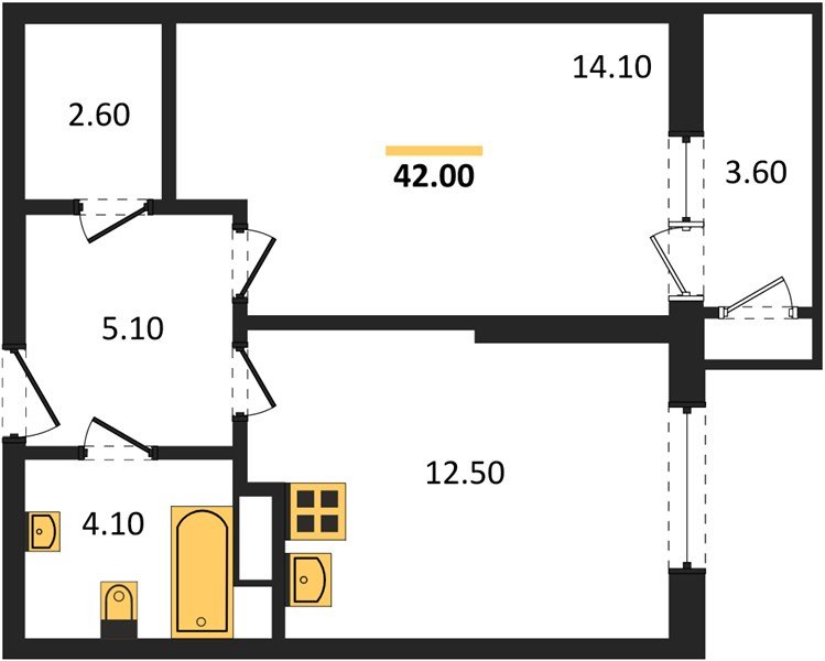 Фото №1: 1-комнатная квартира 42 м² - Краснодар, ЖК Рекорд, Карасунский внутригородской округ, Центральный внутригородской округ, Черёмушки, мкр. жилой комплекс Рекорд, ул. Новороссийская, 102/8к5