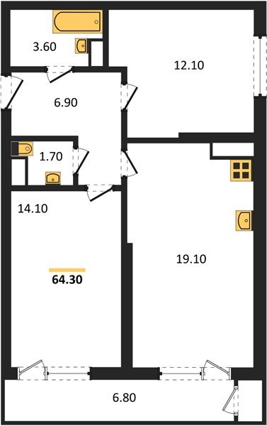 Фото №1: 2-комнатная квартира 64 м² - Краснодар, ЖК Рекорд, Карасунский внутригородской округ, Центральный внутригородской округ, Черёмушки, мкр. жилой комплекс Рекорд, ул. Новороссийская, 102/8к5