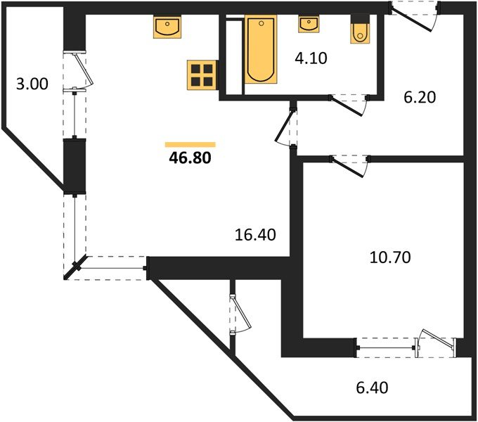 Фото №1: 1-комнатная квартира 46 м² - Краснодар, ЖК Рекорд, Карасунский внутригородской округ, Центральный внутригородской округ, Черёмушки, мкр. жилой комплекс Рекорд, ул. Новороссийская, 102/8к5