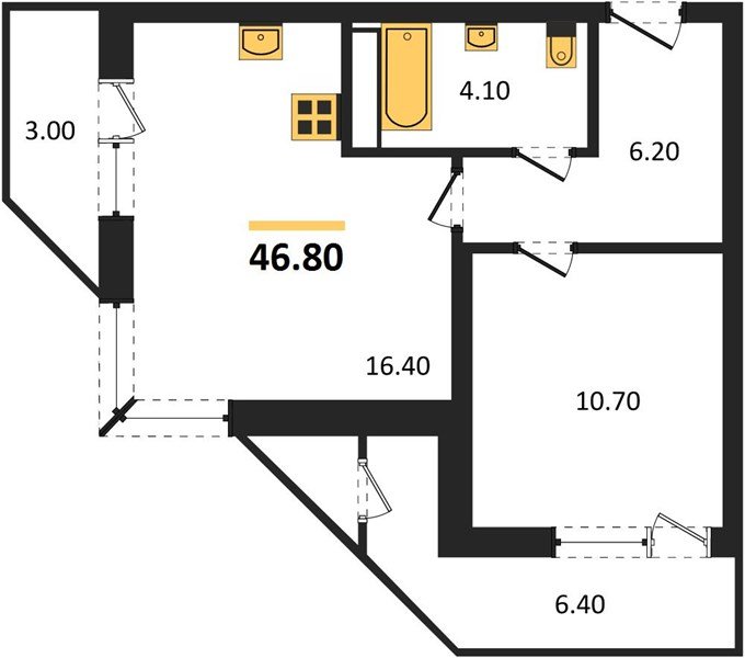Фото №1: 1-комнатная квартира 46 м² - Краснодар, ЖК Рекорд, Карасунский внутригородской округ, Центральный внутригородской округ, Черёмушки, мкр. жилой комплекс Рекорд, ул. Новороссийская, 102/8к5