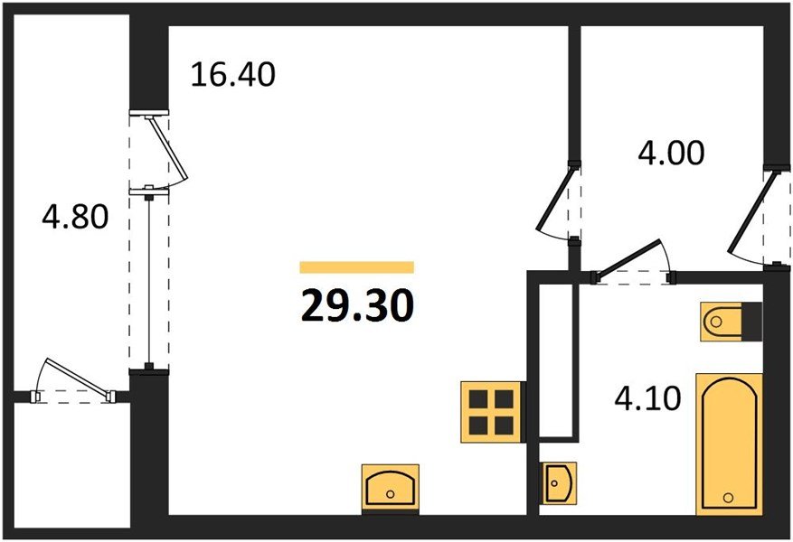 Фото №1: Студия 29 м² - Краснодар, ЖК Рекорд, Карасунский внутригородской округ, Центральный внутригородской округ, Черёмушки, мкр. жилой комплекс Рекорд, ул. Новороссийская, 102/8к5
