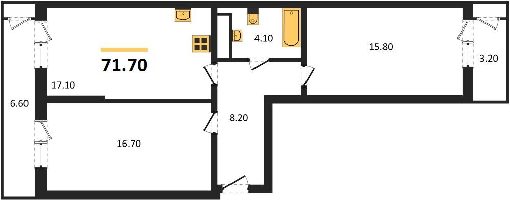 Фото №1: 2-комнатная квартира 71 м² - Краснодар, ЖК Рекорд, Карасунский внутригородской округ, Центральный внутригородской округ, Черёмушки, мкр. жилой комплекс Рекорд, ул. Новороссийская, 102/8к5