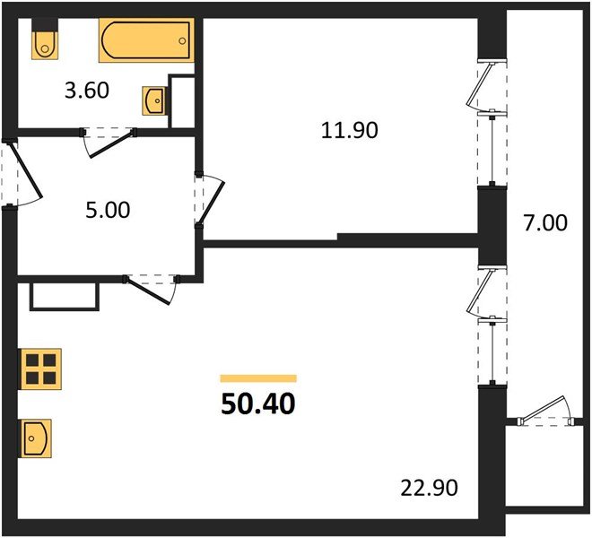Фото №1: 1-комнатная квартира 50 м² - Краснодар, ЖК Рекорд, Карасунский внутригородской округ, Центральный внутригородской округ, Черёмушки, мкр. жилой комплекс Рекорд, ул. Новороссийская, 102/8к5