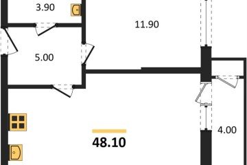 Фото №1: 1-комнатная квартира 48 м² - Краснодар, мкр. жилой комплекс Рекорд, ул. Новороссийская, 102/8к5