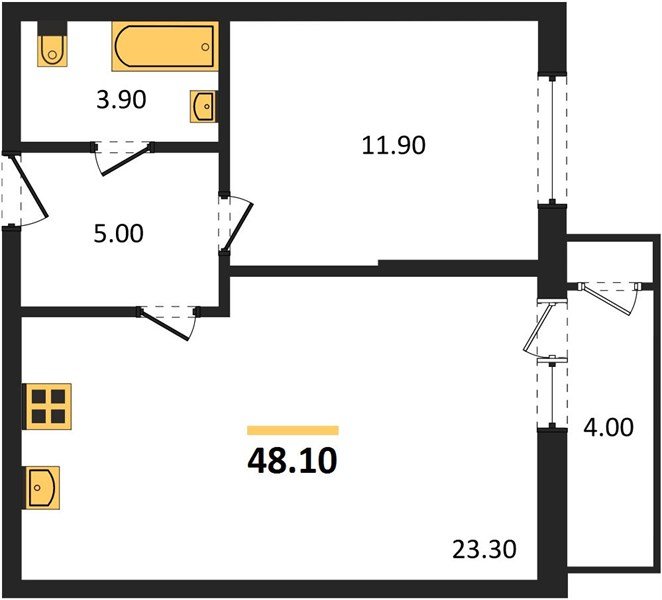 Фото №1: 1-комнатная квартира 48 м² - Краснодар, ЖК Рекорд, Карасунский внутригородской округ, Центральный внутригородской округ, Черёмушки, мкр. жилой комплекс Рекорд, ул. Новороссийская, 102/8к5