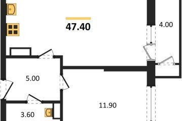 Фото №1: 1-комнатная квартира 47 м² - Краснодар, мкр. жилой комплекс Рекорд, ул. Новороссийская, 102/8к5