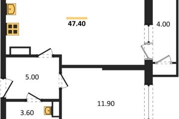 Фото №1: 1-комнатная квартира 47 м² - Краснодар, мкр. жилой комплекс Рекорд, ул. Новороссийская, 102/8к5