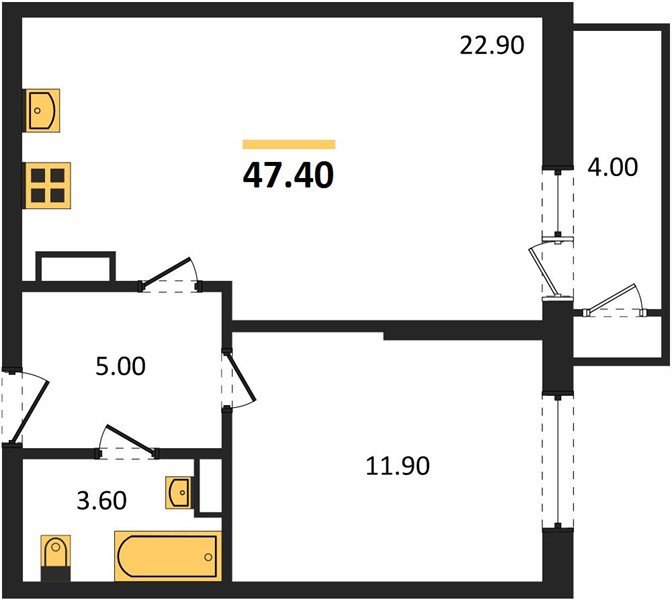 Фото №1: 1-комнатная квартира 47 м² - Краснодар, ЖК Рекорд, Карасунский внутригородской округ, Центральный внутригородской округ, Черёмушки, мкр. жилой комплекс Рекорд, ул. Новороссийская, 102/8к5