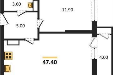 Фото №1: 1-комнатная квартира 47 м² - Краснодар, мкр. жилой комплекс Рекорд, ул. Новороссийская, 102/8к5