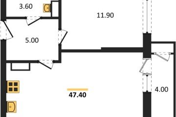 Фото №1: 1-комнатная квартира 47 м² - Краснодар, мкр. жилой комплекс Рекорд, ул. Новороссийская, 102/8к5