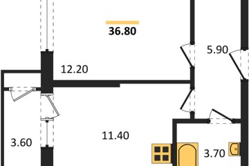 Фото №1: 1-комнатная квартира 36 м² - Краснодар, мкр. жилой комплекс Рекорд, ул. Новороссийская, 102/8к5