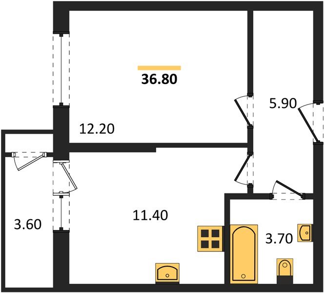 Фото №1: 1-комнатная квартира 36 м² - Краснодар, ЖК Рекорд, Карасунский внутригородской округ, Центральный внутригородской округ, Черёмушки, мкр. жилой комплекс Рекорд, ул. Новороссийская, 102/8к5