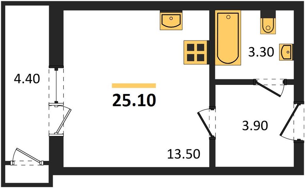 Фото №1: Студия 25 м² - Краснодар, ЖК Рекорд, Карасунский внутригородской округ, Центральный внутригородской округ, Черёмушки, мкр. жилой комплекс Рекорд, ул. Новороссийская, 102/8к5