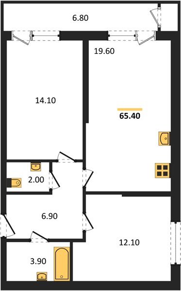Фото №1: 2-комнатная квартира 65 м² - Краснодар, ЖК Рекорд, Карасунский внутригородской округ, Центральный внутригородской округ, Черёмушки, мкр. жилой комплекс Рекорд, ул. Новороссийская, 102/8к5
