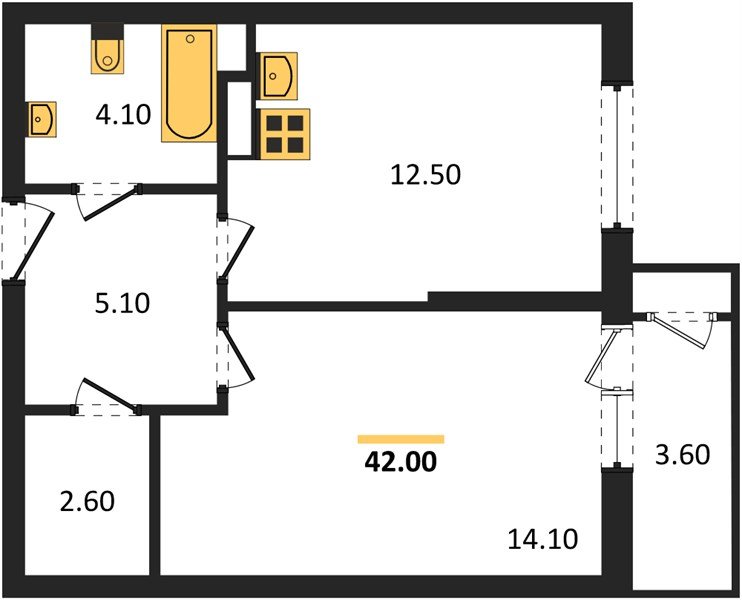 Фото №1: 1-комнатная квартира 42 м² - Краснодар, ЖК Рекорд, Карасунский внутригородской округ, Центральный внутригородской округ, Черёмушки, мкр. жилой комплекс Рекорд, ул. Новороссийская, 102/8к5