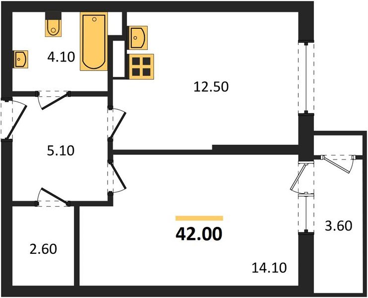 Фото №1: 1-комнатная квартира 42 м² - Краснодар, ЖК Рекорд, Карасунский внутригородской округ, Центральный внутригородской округ, Черёмушки, мкр. жилой комплекс Рекорд, ул. Новороссийская, 102/8к5