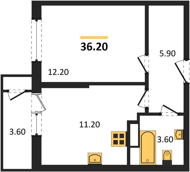 Фото №1: 1-комнатная квартира 36 м² - Краснодар, ЖК Рекорд, Карасунский внутригородской округ, Центральный внутригородской округ, Черёмушки, мкр. жилой комплекс Рекорд, ул. Новороссийская, 102/8к5