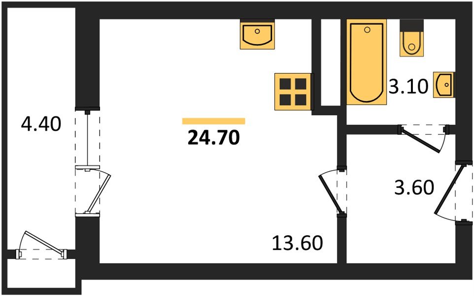 Фото №1: Студия 24 м² - Краснодар, ЖК Рекорд, Карасунский внутригородской округ, Центральный внутригородской округ, Черёмушки, мкр. жилой комплекс Рекорд, ул. Новороссийская, 102/8к5