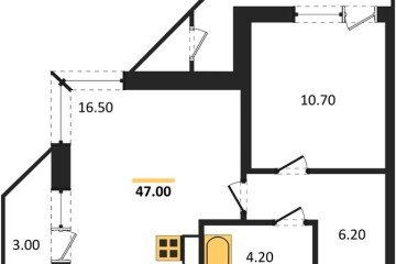 Фото №1: 1-комнатная квартира 47 м² - Краснодар, мкр. жилой комплекс Рекорд, ул. Новороссийская, 102/8к5