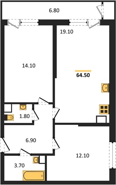 Фото №1: 2-комнатная квартира 64 м² - Краснодар, ЖК Рекорд, Карасунский внутригородской округ, Центральный внутригородской округ, Черёмушки, мкр. жилой комплекс Рекорд, ул. Новороссийская, 102/8к5