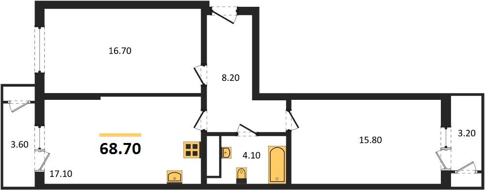 Фото №1: 2-комнатная квартира 68 м² - Краснодар, ЖК Рекорд, Карасунский внутригородской округ, Центральный внутригородской округ, Черёмушки, мкр. жилой комплекс Рекорд, ул. Новороссийская, 102/8к5