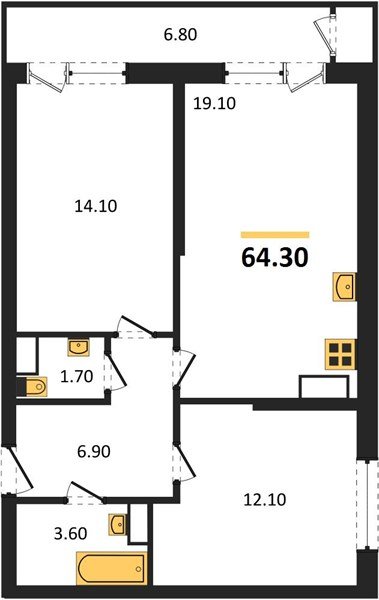Фото №1: 2-комнатная квартира 64 м² - Краснодар, ЖК Рекорд, Карасунский внутригородской округ, Центральный внутригородской округ, Черёмушки, мкр. жилой комплекс Рекорд, ул. Новороссийская, 102/8к5