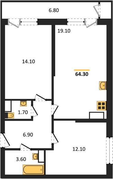 Фото №1: 2-комнатная квартира 64 м² - Краснодар, ЖК Рекорд, Карасунский внутригородской округ, Центральный внутригородской округ, Черёмушки, мкр. жилой комплекс Рекорд, ул. Новороссийская, 102/8к5