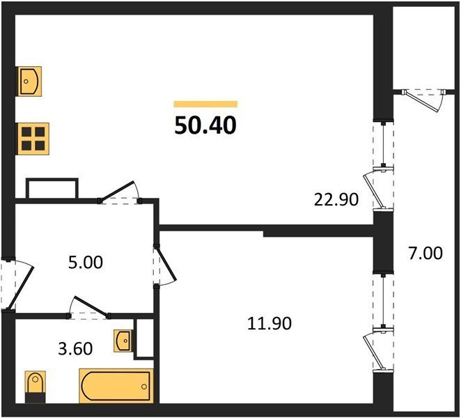 Фото №1: 1-комнатная квартира 50 м² - Краснодар, ЖК Рекорд, Карасунский внутригородской округ, Центральный внутригородской округ, Черёмушки, мкр. жилой комплекс Рекорд, ул. Новороссийская, 102/8к5