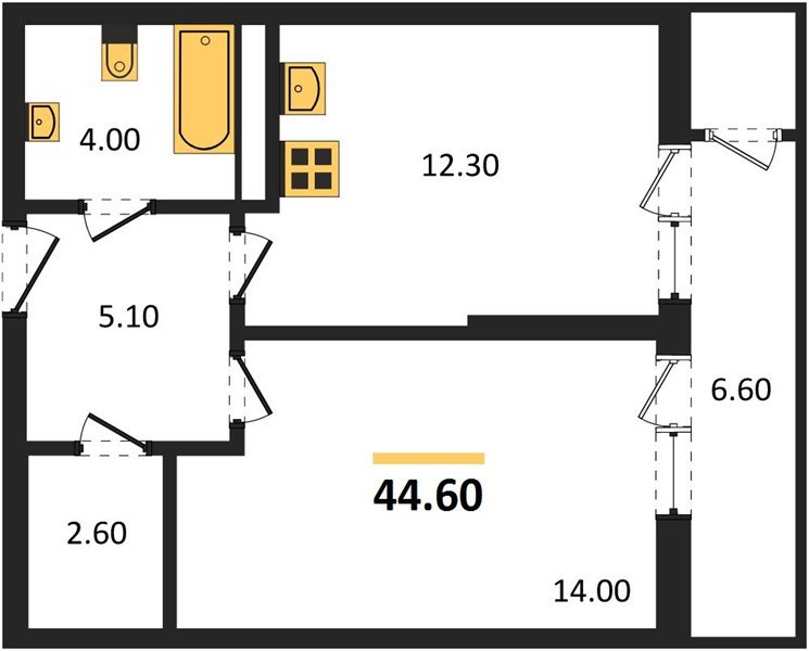 Фото №1: 1-комнатная квартира 44 м² - Краснодар, ЖК Рекорд, Карасунский внутригородской округ, Центральный внутригородской округ, Черёмушки, мкр. жилой комплекс Рекорд, ул. Новороссийская, 102/8к5