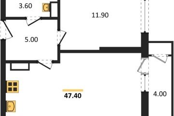 Фото №1: 1-комнатная квартира 47 м² - Краснодар, мкр. жилой комплекс Рекорд, ул. Новороссийская, 102/8к5