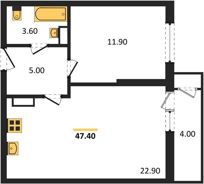 Фото №1: 1-комнатная квартира 47 м² - Краснодар, ЖК Рекорд, Карасунский внутригородской округ, Центральный внутригородской округ, Черёмушки, мкр. жилой комплекс Рекорд, ул. Новороссийская, 102/8к5
