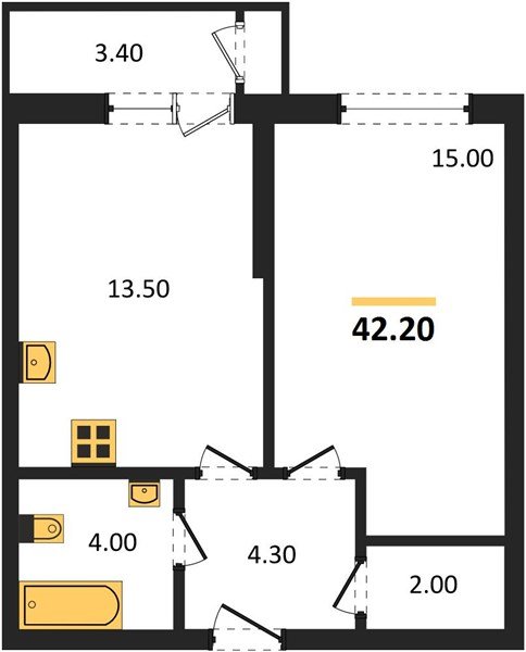 Фото №1: 1-комнатная квартира 42 м² - Краснодар, ЖК Рекорд, Карасунский внутригородской округ, Центральный внутригородской округ, Черёмушки, мкр. жилой комплекс Рекорд, ул. Новороссийская, 102/8к5